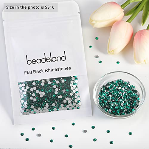 Image of Beadsland Flat Back Crystal Rhinestones, Blue Zircon, SS16, 2880pcs | Flatback Glass Gems, 3.8-4.0mm, for Nail Art Craft, Glue Fix