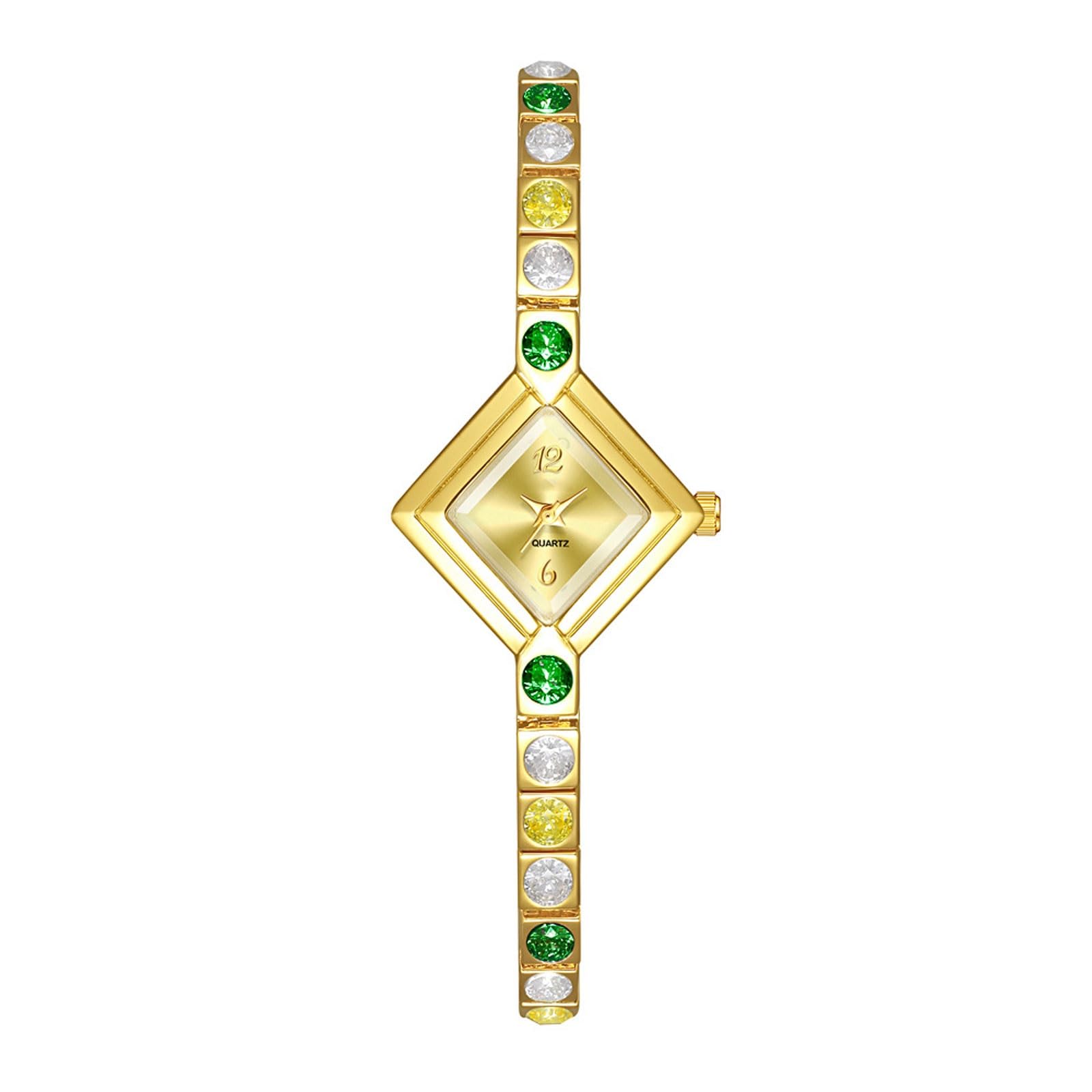 Superbe montre à quartz avec bracelet de luxe léger, montre décontractée vert printemps avec cadran carré est un cadeau tendance pour les femmes Montre-bracelet