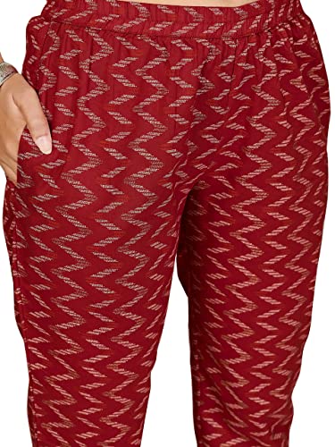 Image of Vbuyz Women's Printed & Handwork Anarkali Cotton Kurta with Pant & Dupatta | Kurta Set For Women | Suit Set For Women | Kurti Dress Set | Cotton Fabric Set