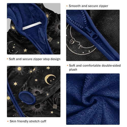 CHIFIGNO Golden Celestial Motifs Boy Zip up Hoodie Lightweight Warm Fleece Jacket 3T3