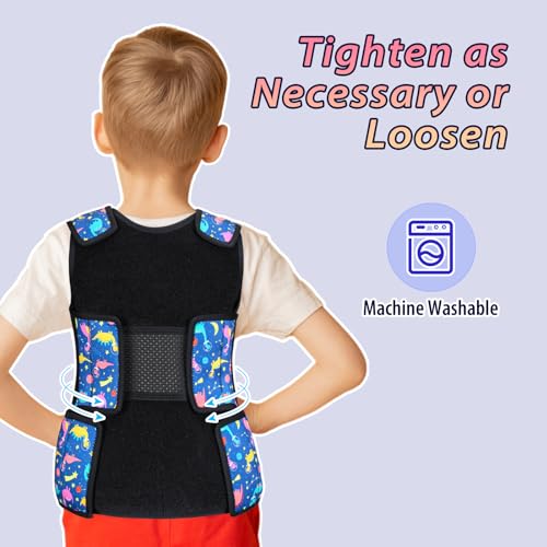 Image of Janmercy Weighted Vest for Kids Ages 2 to 9 Adjustable Neoprene Compression Vest Removable Weights Breathable Comfort Toddler(Dinosaur,Medium,Dark Blue)