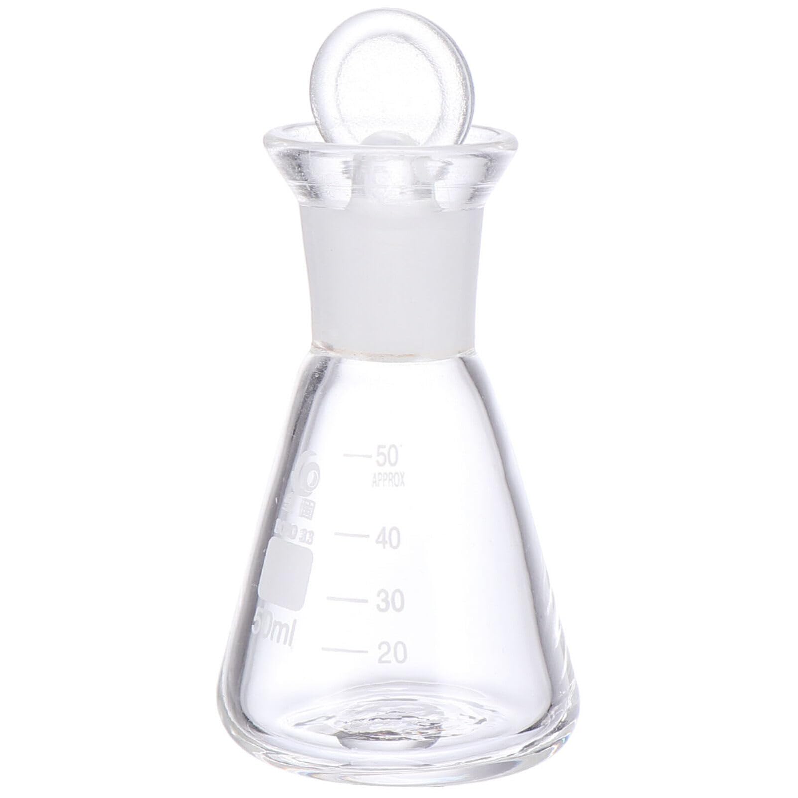 Generic Glass Conical Flask 3Oz Borosilicate Laboratory Flask with Graduated Markings and Ground Glass Stopper for Chemistry Education and Research