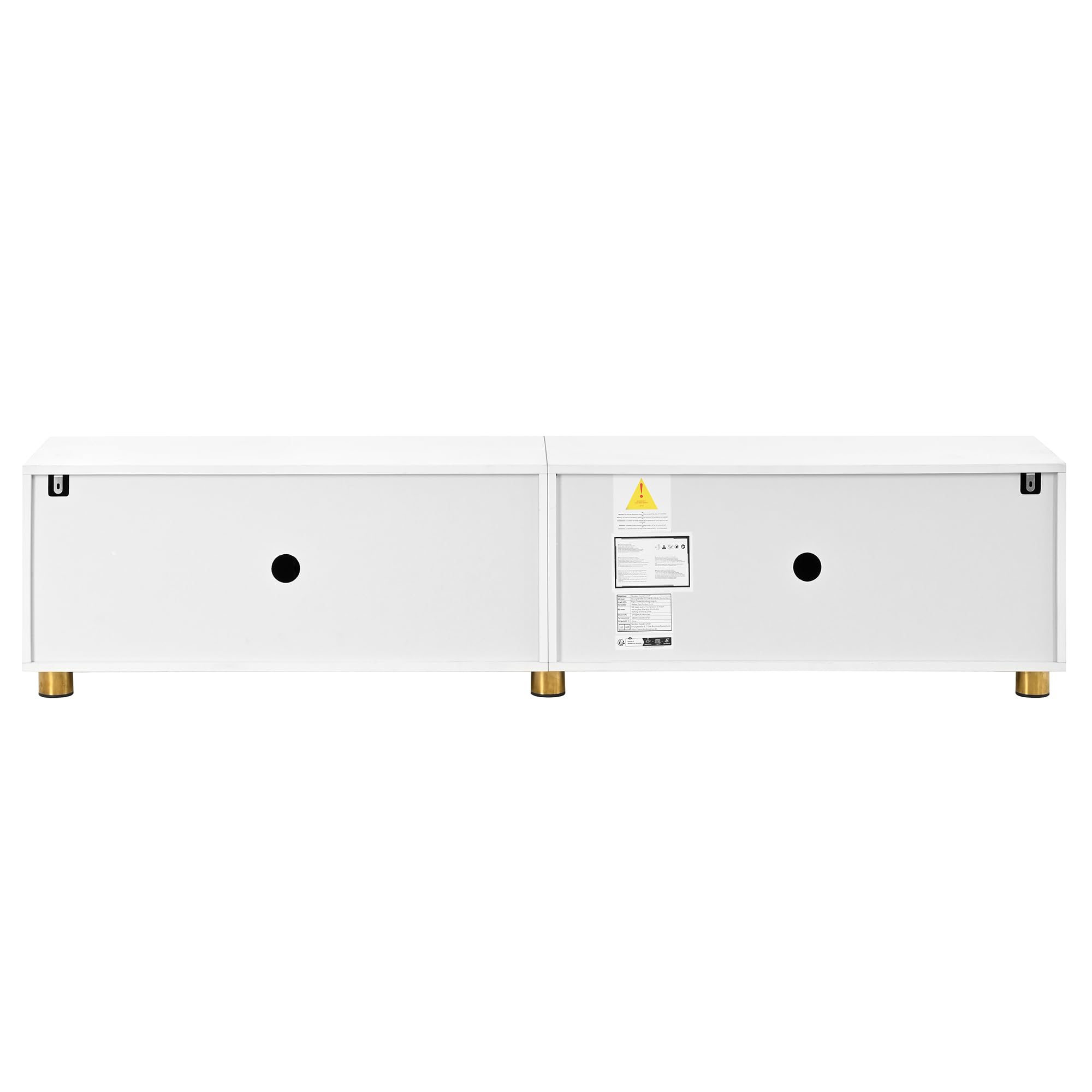 Mobile basso per TV, lunghezza 180 cm, 4 ante con effetto | Mobile TV per soggiorno, corridoio, tavolo TV, piedini in metallo, supporto per TV, molto spazio