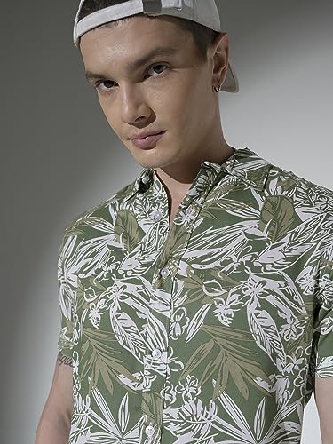 Image of Hubberholme Men's Rayon Relaxed Fit Printed Half Sleeve Resort Shirt