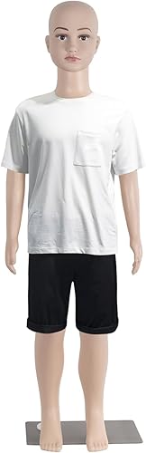 Maniquí Infantil de Cuerpo Completo Realista Ajustable Desmontable de 43.3" de Altura, Cabeza de Exhibición Giratoria, Forma de Vestido con Base de