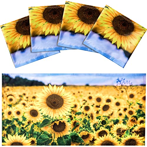 Image of Hortsun 4 Pack 4 x 2 Feet Fluorescent Light Covers, Magnetic Light Filters for Classroom Ceiling, Decorative Lights Shade for Office Home Hospital(Sunflower)