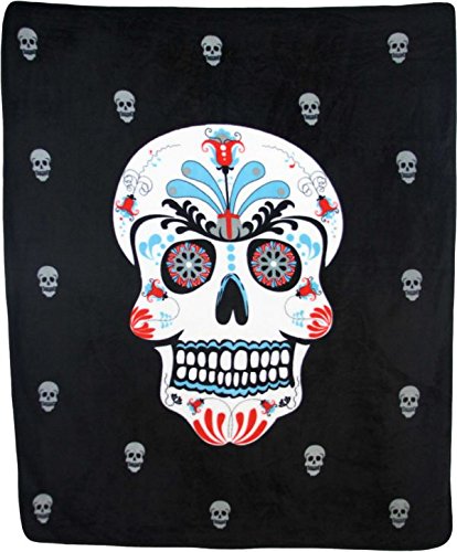 Infinity Republic - Sugar Skull Halloween Soft Fleece Throw Blanket - 50X60 Perfect For Living Rooms, Bedrooms, Kids' Rooms, Outdoors! #TOP8
