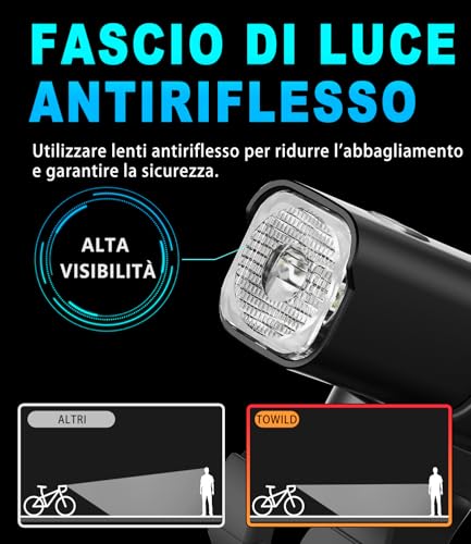 TOWILD CL600/CL1000 Luz Bicicleta, 600/1000 Lúmenes Inteligente Luces Delantera Bicicleta LED para Desplazamiento, Recargable Impermeable IPX6 para Conducción Nocturna, 2000/4000 mAh - imagen 5