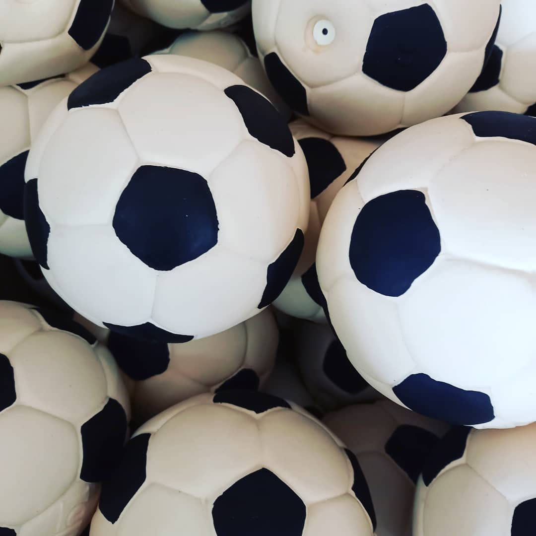 Lanco Balón Mediano Blanco para Mascotas. 100% Caucho Natural (Latex). Desarrolla Agilidad y Reflejos. (Paquete de 2)