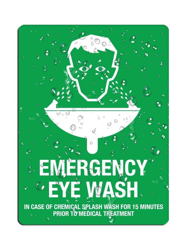 Emergency Eye Wash In Case Of Chemical Splash Comes With Graphical Symbols And Strong Adhesive Tape For Door Or Wall 8" X 6" Outdoor Signs Acrylic Design Plate
