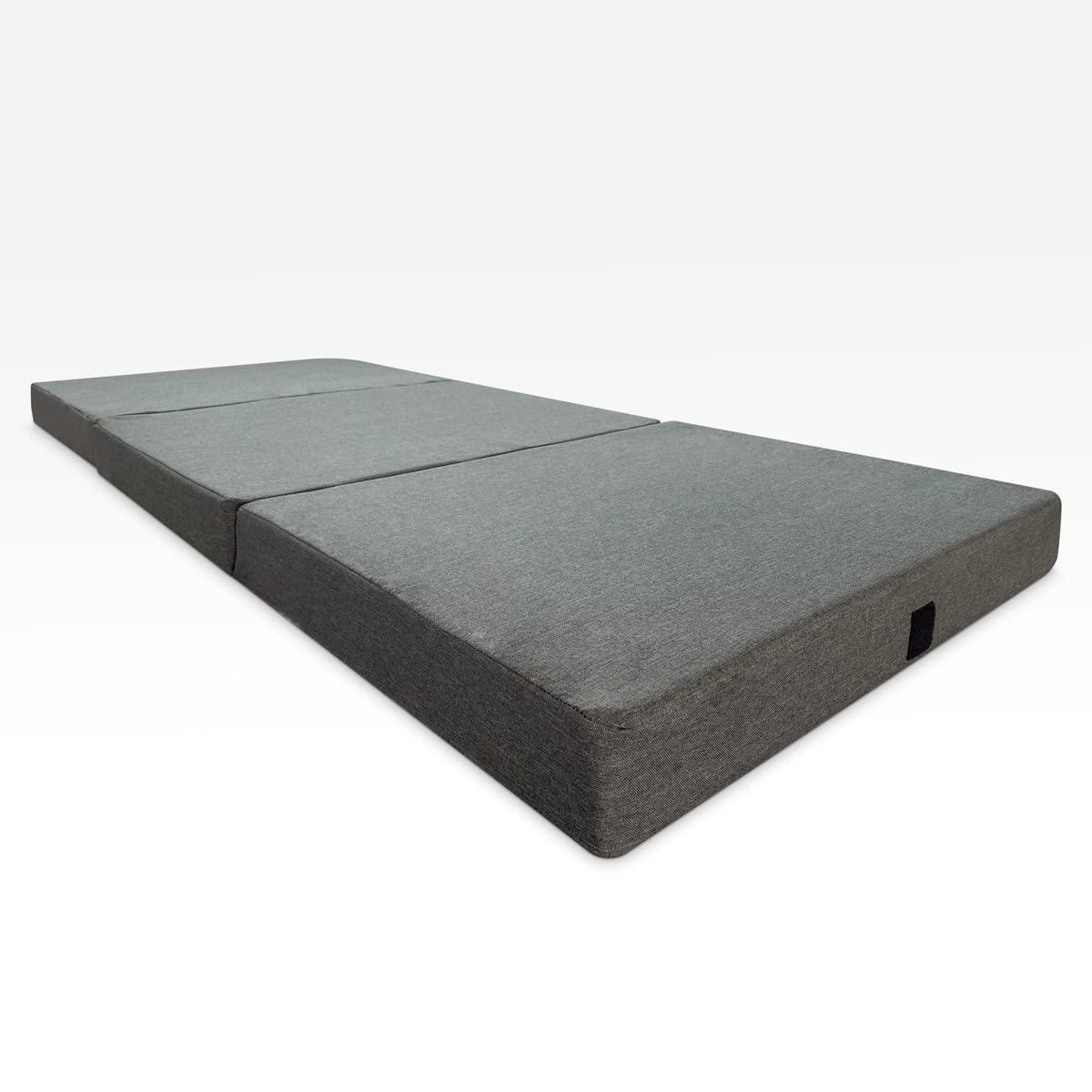 Somnia Descanso - Colchón Plegable para Invitados con Cierre y Asa, Espuma de Gran Densidad (Extrafirme) y Funda en Loneta Gris Oscuro Desenfundable, Muy Transpirable, Blanco, 90 x 190