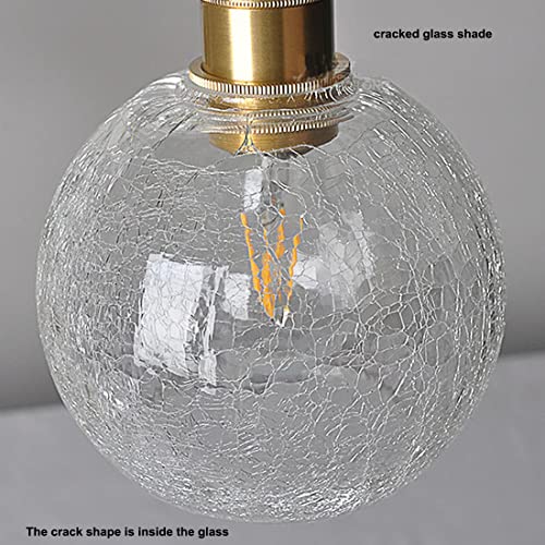 Lustre plafonnier verre craquelé et finition laiton doré haut de gamme - 5