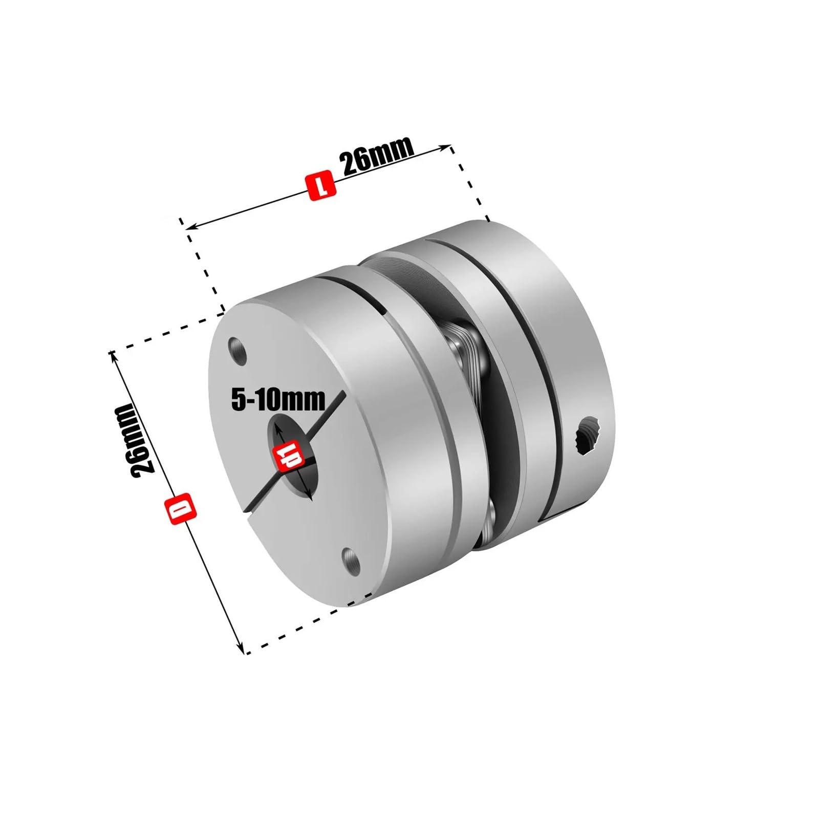 Acoplamiento de diafragma único, D26L26 Acoplador elástico Acoplador CNC