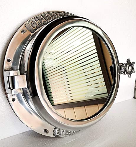Artist Unknown Nautical Porthole Mirror, Aluminum Made Wall Mounted Porthole In Bathroom Mirrors (Silver Finish), 16X4.2X16
