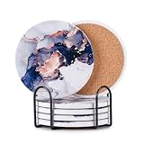 6Pcs Absorbent Coasters Set with Holder,Ceramic Drink Coaster,4 inοΌA4οΌ