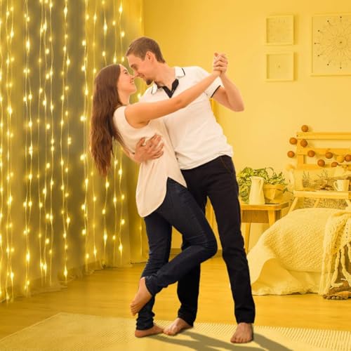Cortina de Luz de Fada LED 300 LEDs Premium, 3x3m, USB, Controle Remoto, 8 Modos de Iluminação à Pro