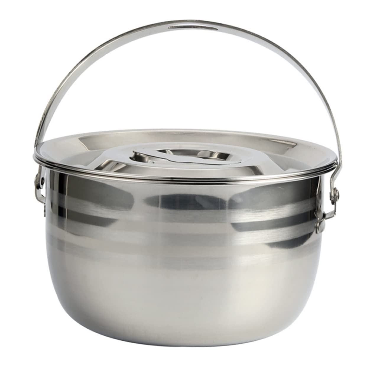 IMIKEYA Stainless Steel Camping Cooking Pot - 2400ml Campfire Kettle and Hanging Cooking Pot for Outdoor Cooking - Hiking Backpacking and Picnic Supplies and Versatile Cooking