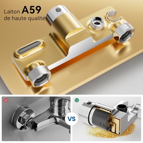 Mitigeur de Douche et Bain Cascade Auralum Chrome avec Tablette de Rangement