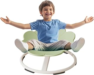 360° Spinning Flower Swivel Chair for Kids - Sensory Spin Seat for Autism & ADHD - Toddler Wobble Chair - Motion Relief Toy for Boys & Girls (Green)