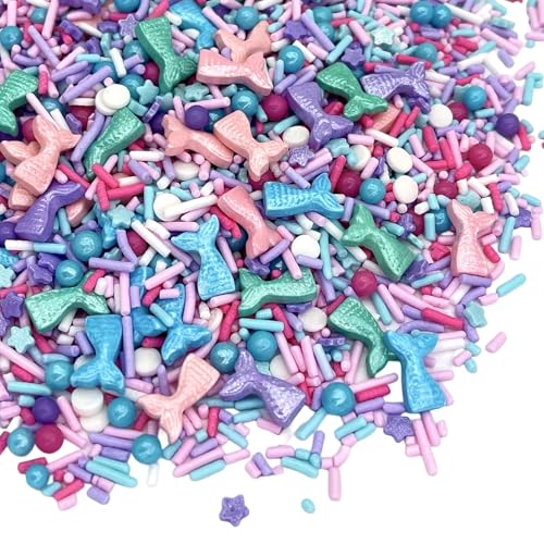 Manvscakes Sprinkles- Edible Cake and Cupcake Sprinkles with Assorted Shapes and Sizes for Parties, Metallic Sprinkle Mix for Cookies, Ice Cream, Cake and Cupcake Decorating, 4 oz (Mermaid)