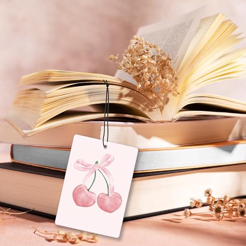 Image of Coquette Pink Bow Lavender Car Air Freshener, Preppy Pink Cherry Disco Ball Yes Girl You Can Hanging Air Freshener 4 Pcs for Cars Closet Drawer Books, Girly Car Accessories Mirror Decor for Women