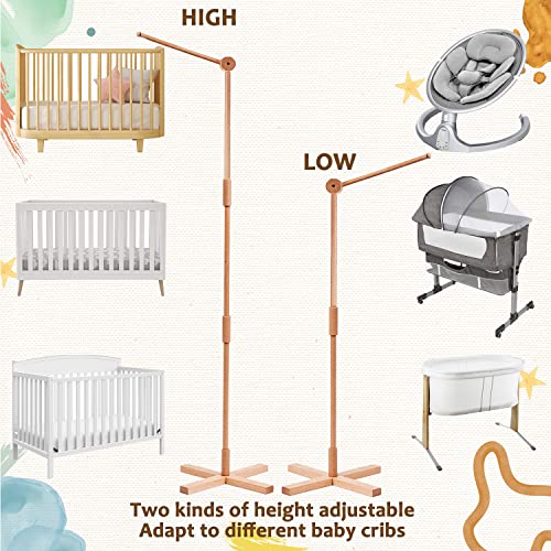 Qiujuun 360° Adjustable Floor-Standing Crib Mobile Arm 61 Inches,Mobile Arm For Crib Wooden Nursery Decor Hanger,Hanging Attachment Set Upgrade Floor Stand #TOP1