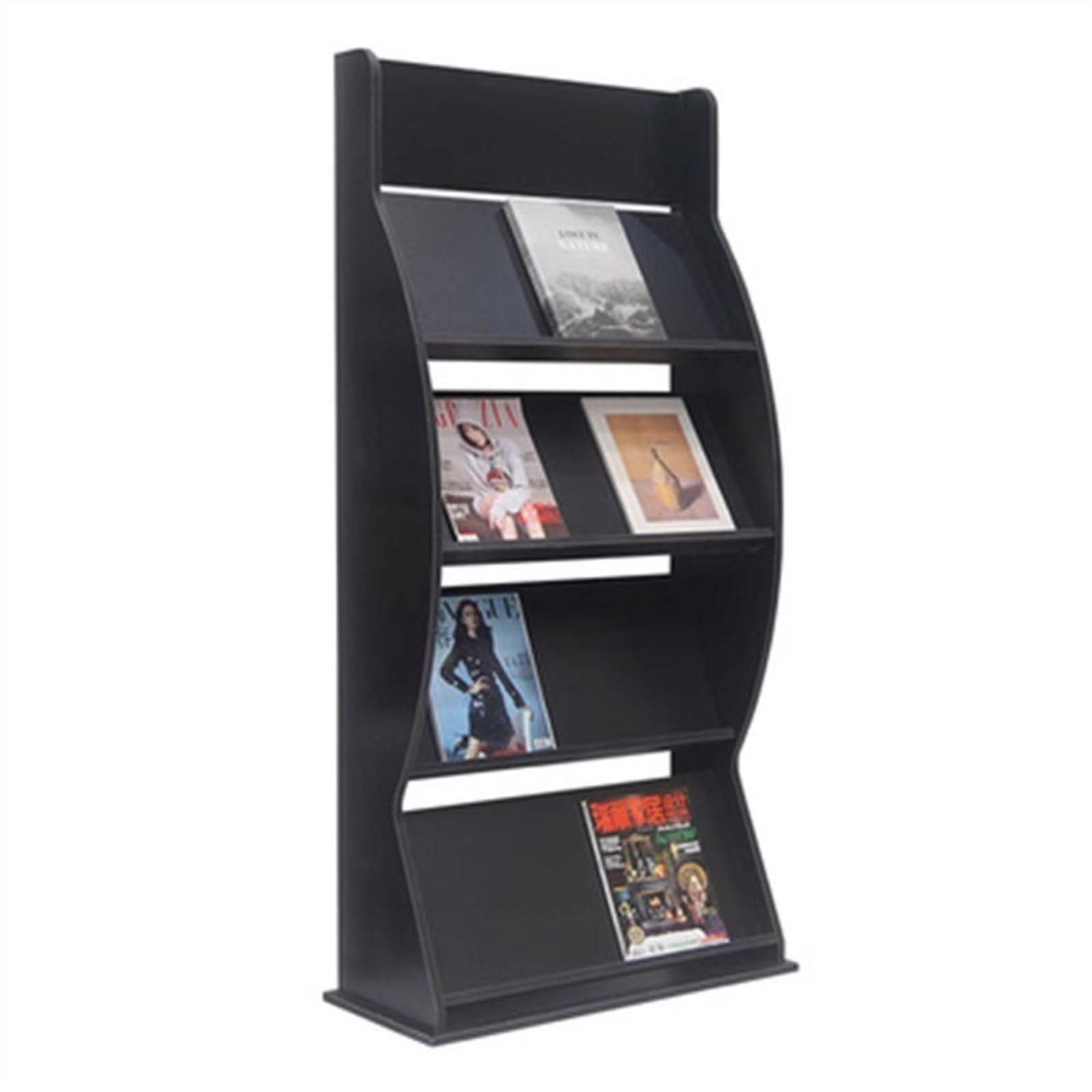 IUokLU floor standing magazine holder Floor-Standing Magazine Rack 4-Layer, Brochure Display Stand, Wood Brochure Display Stand for Exhibitions, Office Display magazine rack (B)