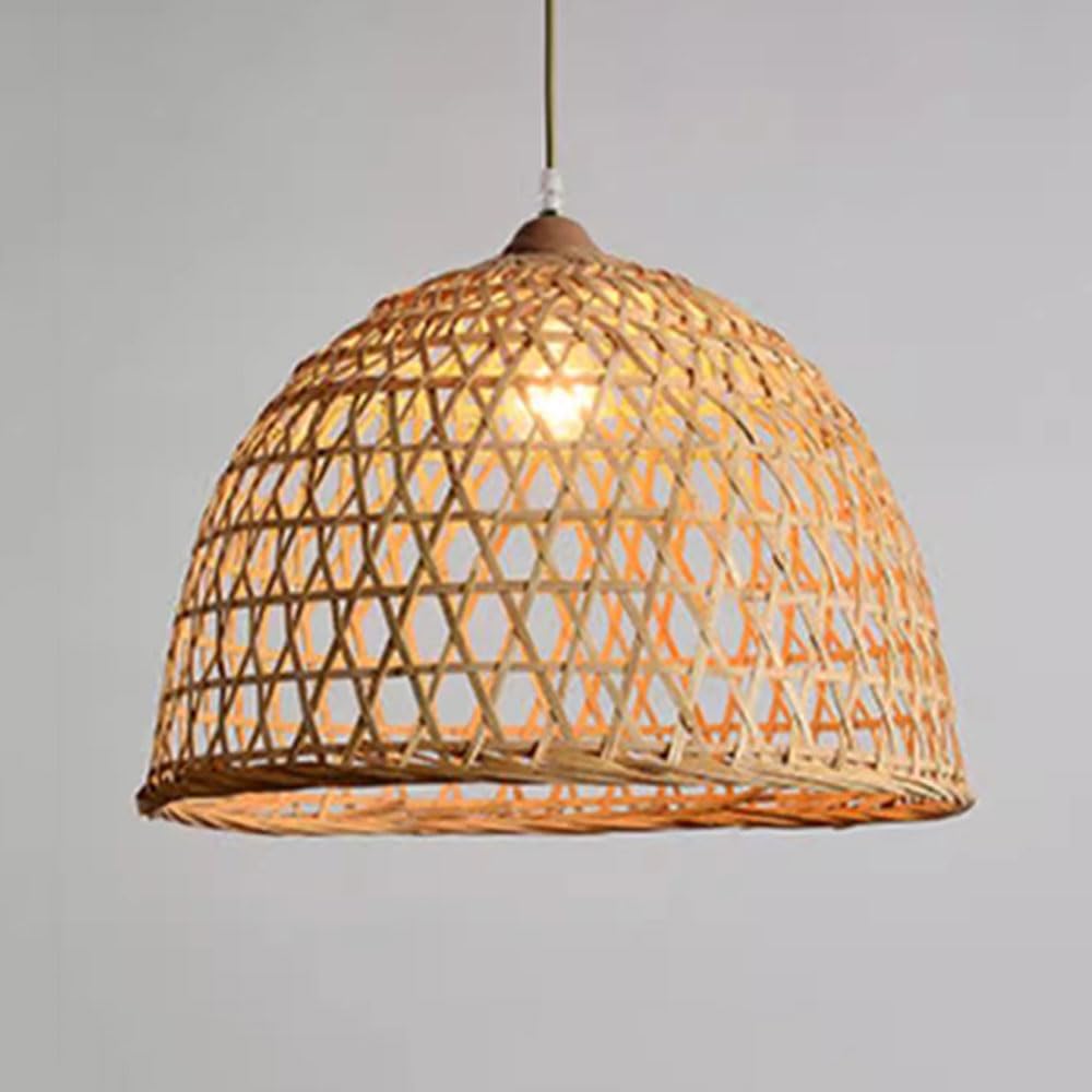 TCHAUSGZOZ Traditional Bamboo Hanging Lamp - Japanese Style Pendant Light Fixture E26 Base for Dining Room, Kitchen, and Living Spaces(45cm)
