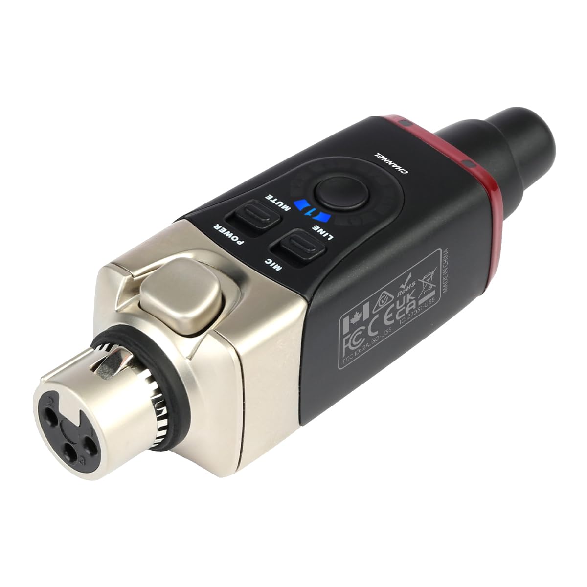 Xvive - U35 DYNAMIC MIC - Sistema wireless digitale per microfono dinamico Trasmettitore e ricevitore XLR wireless a 5,8 GHz, mixer audio, sistema PA, modalità di scansione dei canali