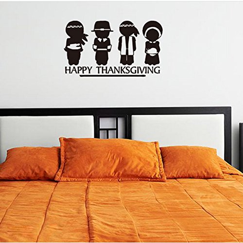 Jiahui Happy Thanksgiving Pilgrims And Indians Removable Home Art Wall Decal Quote Sitting Bedroom Room Sticker (13X22) #TOP5