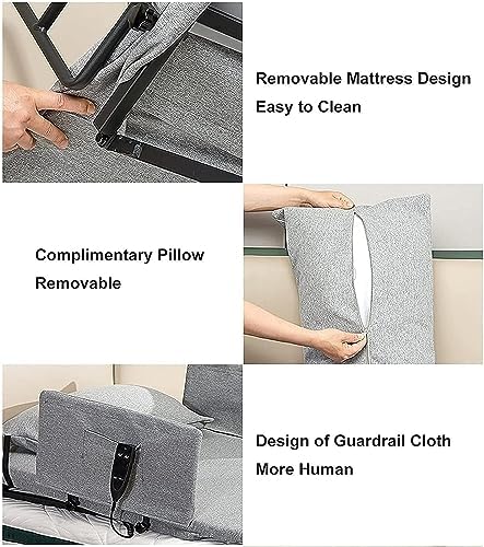 Miniatura 6 de Respaldo de cama eléctrico ajustable, respaldo de cama eléctrico con control remoto, cojín inclinado para hogares de ancianos, hospitales, soporte