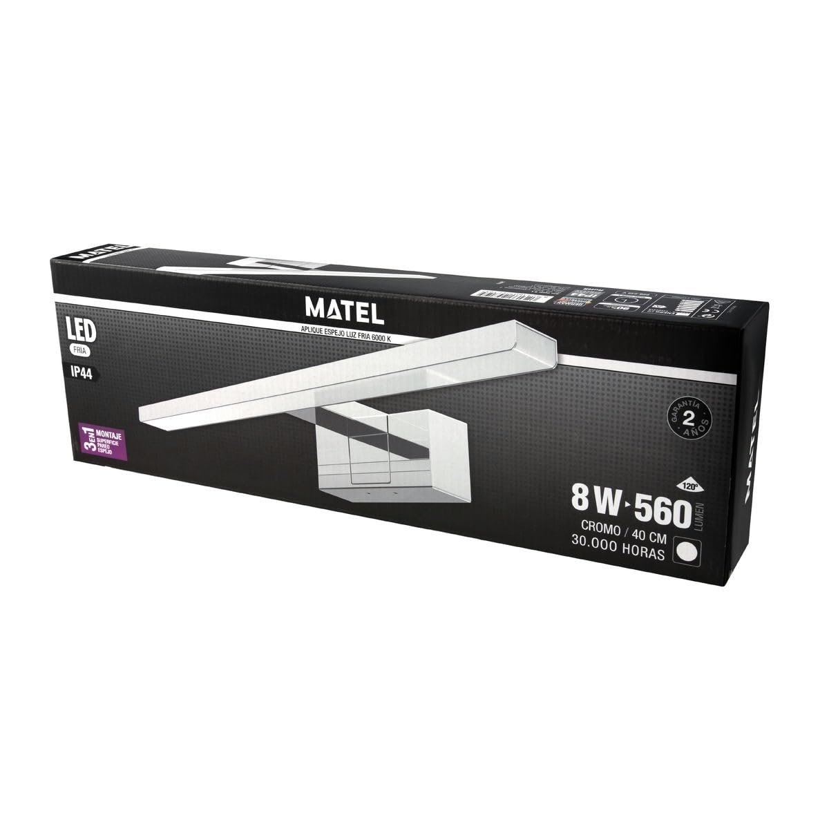 APLIQUE LED ESPEJO CROM.40cm.IP44 8w.FRI