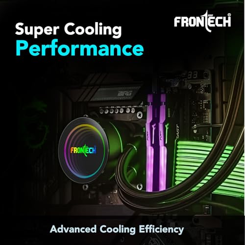 Image of Frontech AIO CPU Cooler with Heatsink |240mm Radiator| Dual 120mm ARGB Fans up to 1800 RPM |PWM 4-Pin + ARGB 3-Pin|Copper Cold Plate|Intel LGA 1700 /1200 & AMD AM4 /AM5|1 Year Warranty (CPF-0008)