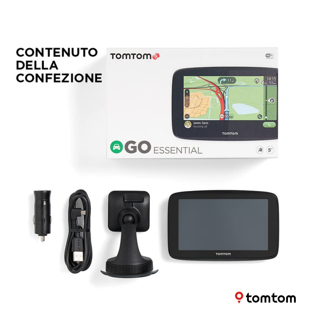 TomTom GPS GO Essential - 5 Pouces, Évitez des embouteillages grâce à TomTom trafic, mises à Jour des Cartes Europe, mises à Jour Via Wi-FI (Reconditionné)