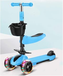 Dzwyc Scooter Wide-wheeled Boy Scooters for Kids 2-12 Years Old - Foldable Scooter With Removable Seat, Light Wheels Back Wheel Brake Three-scooters
