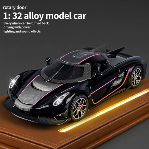 Image of Invite 1:32 Koenigsegg Jesko Die Cast Metal Sports Car Toy with Light & Sound, Pull Back Action, 4 Openable Doors, Alloy Model Car for Kids Boys Gift & Collection【Black Color】