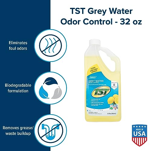 Camco TST Lemon Scent RV Grey Water Odor Control, Stops