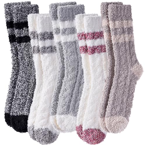 Image of LANLEO Fuzzy Socks for Women Soft Cozy Fluffy Slipper Winter Warm Microfiber Plush Sleeping Socks