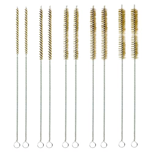 Juego de 10 cepillos de tubo (diámetro de 6/8/10/12/15 mm), cepillo para agujeros de latón, cepillo de latón pequeño, cepillo de alambre de latón, cepillo de limpieza redondo