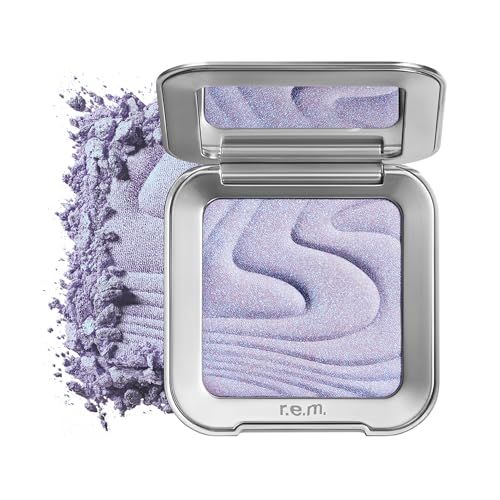 r.e.m. beauty by ariana grande Interstellar Highlighter Topper in Miss Neptune | Weightless Silk Powder Highlighter | Multi Dimensional Dewy Shine | Smooth Second Skin Finish
