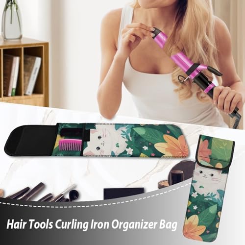 Funda para rizador y plancha de pelo Lovely Cat para mujeres y niñas, estuche de viaje impermeable acolchado para organización y almacenamiento diario y al aire libre miniatura 3
