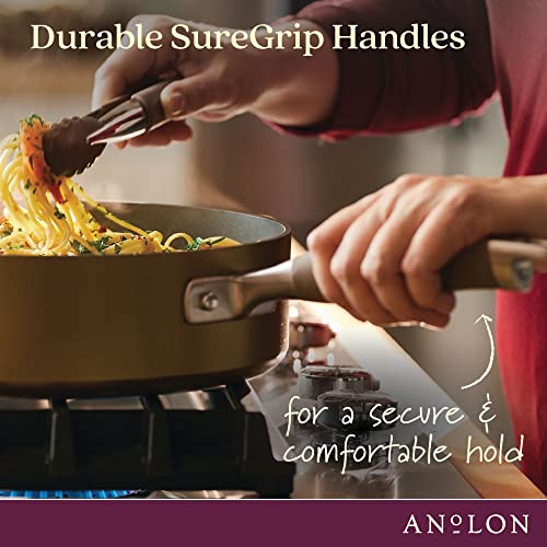 Anolon Advanced Hard Anodized Nonstick Frying Pan / Fry Pan / Hard Anodized Skillet With Helper Handle - 14 Inch, Brown,84121,Bronze #TOP4