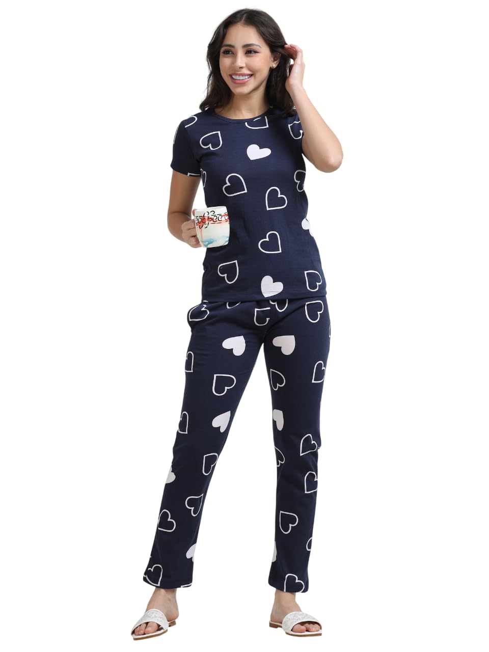 KR Fashion Vibrant Red Daisy Print Women's Pajama Set Casual | Floral Two-Piece Loungewear and Sleepwear-image-17