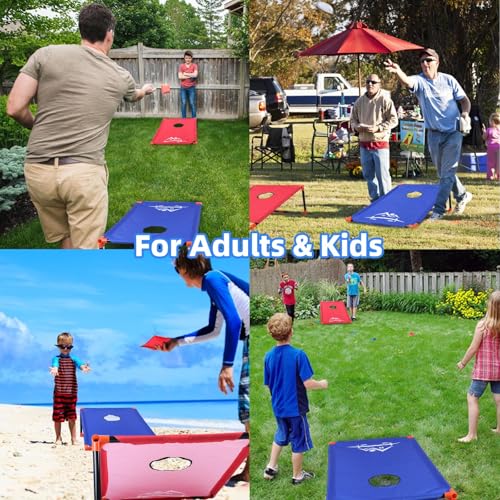 NZQXJXZ 3x2 ft Cornhole Board Set with 8 Bean Bags and Carrying Bag, Outdoor Toss Game Set for Kids and Adults, Portable Corn Hole Sets for Beach Lawn Backyard (Red and Blue) — view 5