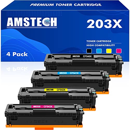 (4-Pack) Cartuccia 203X toner Compatibile per HP 203X CF540X CF541X CF542X CF543X Color Laserjet Pro MFP M281fdw M254nw M254dw M281fdn M281cdw Nero Ciano Giallo Magenta