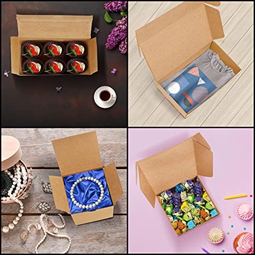 Belle Vous Brown Kraft Gift Boxes (50 Pack) - 5 Assorted Sizes - Easy to Assemble Cardboard Presentation Favour Present Box with Lids - Parties, Birthdays, Weddings & Holiday Gifts