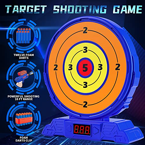 KMUYSL Shooting Game Toy for Age 5 6 7 8 9 10+ Years Old Kids, Boys - Digital Electronic Scoring Auto Reset Shooting Targets with Foam Dart Toy Gun - Ideal Gift - Compatible with Nerf Toy Guns