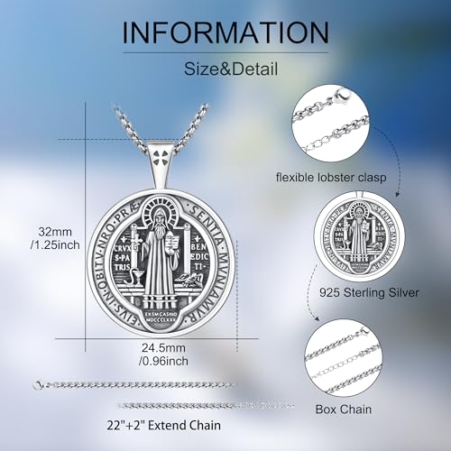 St Michael Benedict Sebastian Joseph Peregrine Jude Andrew Christopher Raphael Jesus Crucifix Masonic Necklace Virgin Mary Miraculous Medal Pendant Amulet Jewelry Gifts for Men Women2