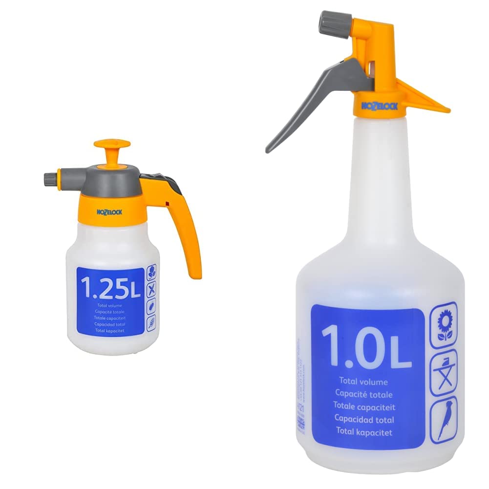Hozelock 4122P0000 - Pulverizador a gatillo Spraymist de 1,25 L + 4121 Pulverizador Estándar de 1 Litro, Standard