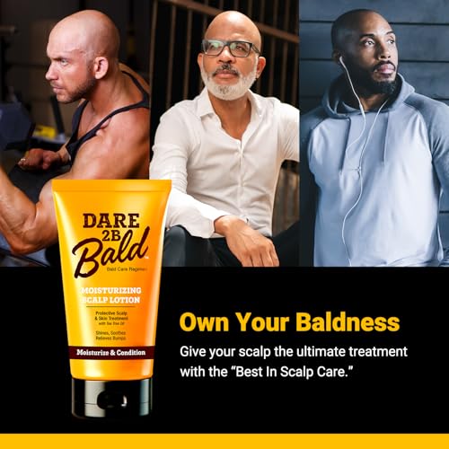 Image of Dare 2B Bald Complete Head Care Trio | Cleanse, Shave, Moisturize | Tea Tree Oil Bald Head Regimen for Men | Scalp Cleanser 8 oz, Shave Cream 5 oz, Moisturizer Lotion 4.75 oz